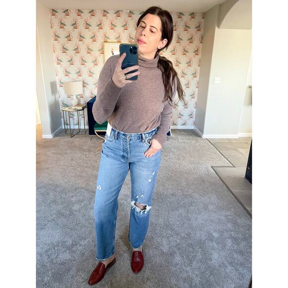 Abercrombie & Fitch The Dad High Rise Straight Leg Jeans Dark Blue Size 25 - Picture 2 of 8